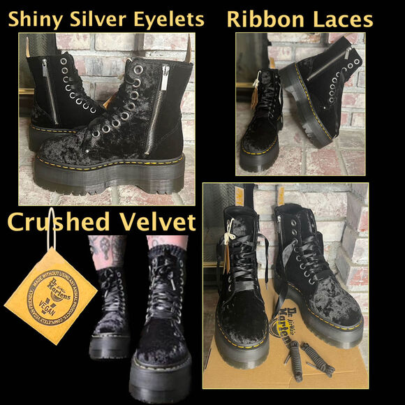 Free People Dr. Martens Women’s Jadon Max Vegan Crushed Velvet Boots Size 9 US - Picture 1 of 11